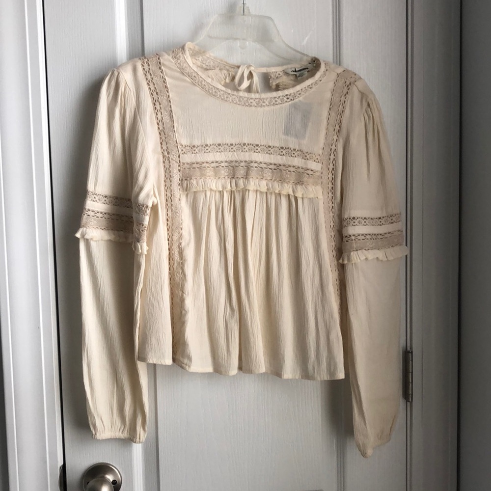 Ecru Lace Trimmed Shirt